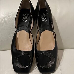 Franco Sarto Branza Black Flats with Metallic Detail Size 10